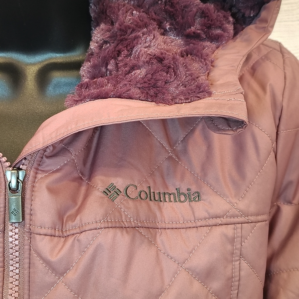 Columbia Women's Small Copper Crest Coat Faux Fur Lined Hooded Jacket Purple - Picture 3 of 9